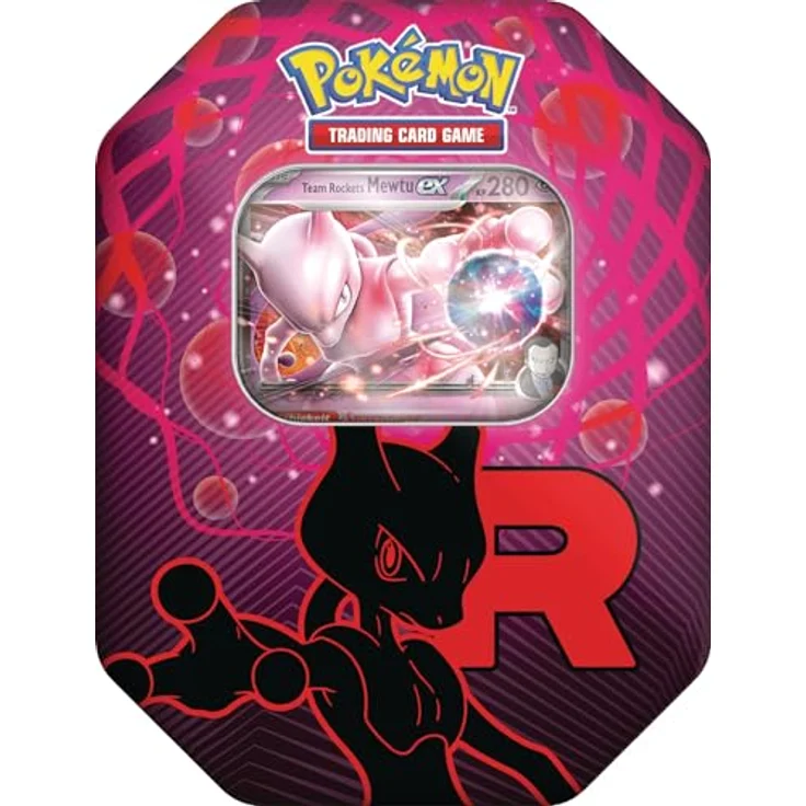 Pokémon Tin-Box Team Rocket – Mewtu-ex mit 1 holografischer Promokarte & 4 Boosterpacks – Bild 1