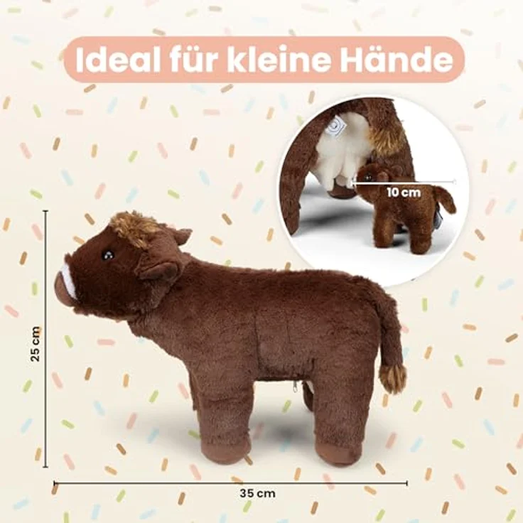 Mamanimals Kuh Kuscheltier mit Baby, 35 cm groß, Reißverschluss, magnetische Zitzen, für Kinder ab 0+ Jahren – Bild 2