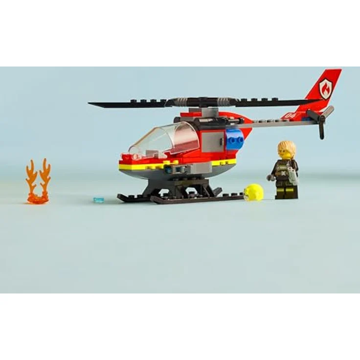 LEGO City Feuerwehrhubschrauber, Set mit Hubschrauber-Spielzeug und Pilot-Figur, Fantasievolles Spielerlebnis, Geschenk für Kinder ab 5 Jahren 60411 – Bild 5