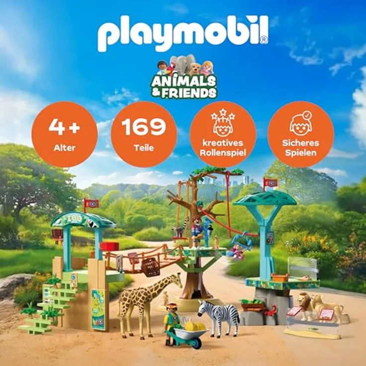 Playmobil Zoo - Klettern in der Wildnis, interaktives Spielset mit beweglichen Tieren und Roll-Futterfunktion – Bild 2
