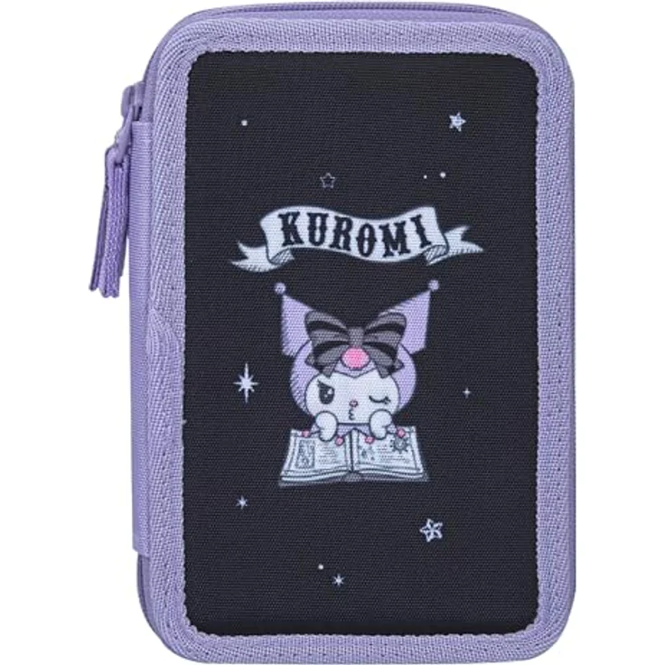 Baagl 3 Fach Federmäppchen Kuromi Fortune Dream, 20 × 13 × 9 cm, robustes Design mit elastischen Gummischlaufen – Bild 5