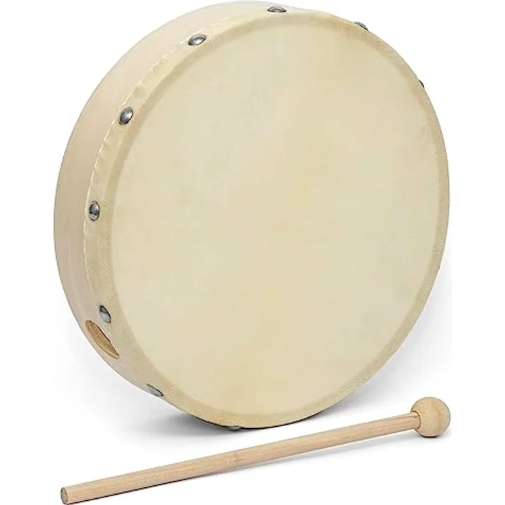 World Rhythm HD-10 Handtrommel - 10 Zoll vorgestimmte Rahmentrommel - Inklusive Schlägel – Bild 1
