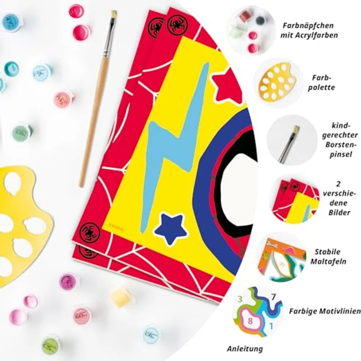 Ravensburger CreArt 23949 Spidey-Malen nach Zahlen Spiderman für Kinder 5-7 Jahre, mit hochwertigen Acrylfarben – Bild 5