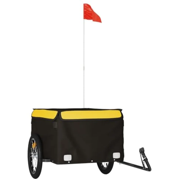 vidaXL Fahrradlastenanhänger Schwarz und Gelb 45 kg Eisen, Robustes Material, Cleveres Design – Bild 1