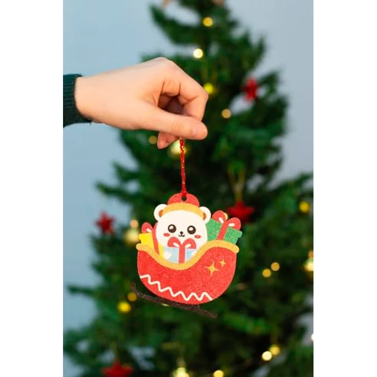 Jovi Play&Fun Weihnachtsset, Sandmalerei mit 8 farbigen Sanddosen und 3 Schablonen für 9 Weihnachtsfiguren, ab 4 Jahren – Bild 2