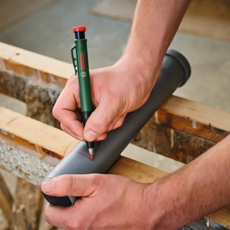 Bosch Home & Garden Tieflochmarkierstift, Ersatzminen-Set mit 6 mehrfarbigen Minen (rot, gelb, Graphit HB) für vielseitiges Markieren, mit Kunststoffkoffer – Bild 2