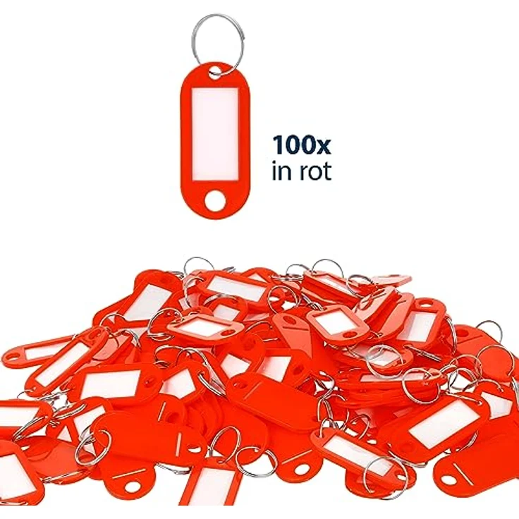 Westcott Schlüsselanhänger 100 Stück | Robuste Anhänger zum Beschriften mit austauschbaren Etiketten | Mit Metall-Ring in der Farbe Schwarz – Bild 2