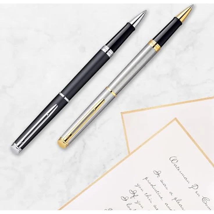 Waterman Füllfederhalter Rollerball Hemisphere Matt schwarz, Metall mit verchromter Spitze, auswechselbare Mine, kappenmodell – Bild 6