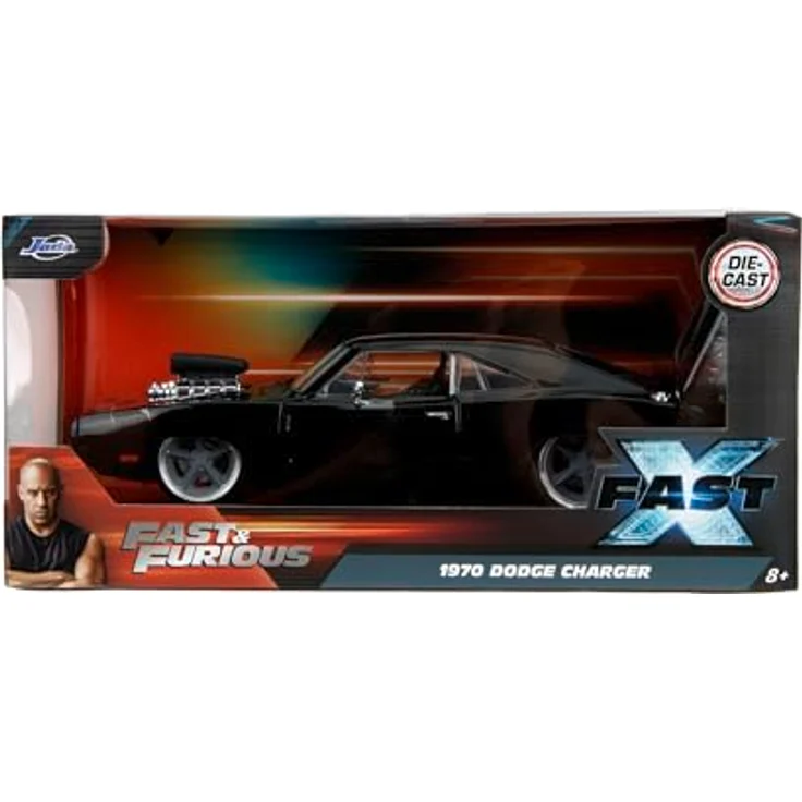 Jada Toys Dodge Charger R/T 1970, Modellauto aus Fast and Furious 10 (schwarz) mit Öffnungsfunktionen, Maßstab 1:24 (20cm) für Fans ab 8 Jahre – Bild 1