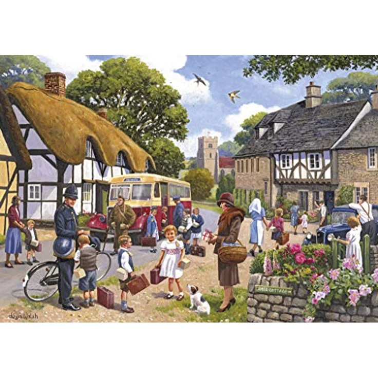 Gibsons GIBG5056 The Evakuees, 4x 500-teilige Puzzles zur britischen Kinder-Evakuierung im Zweiten Weltkrieg, umweltfreundlich gefertigt – Bild 3