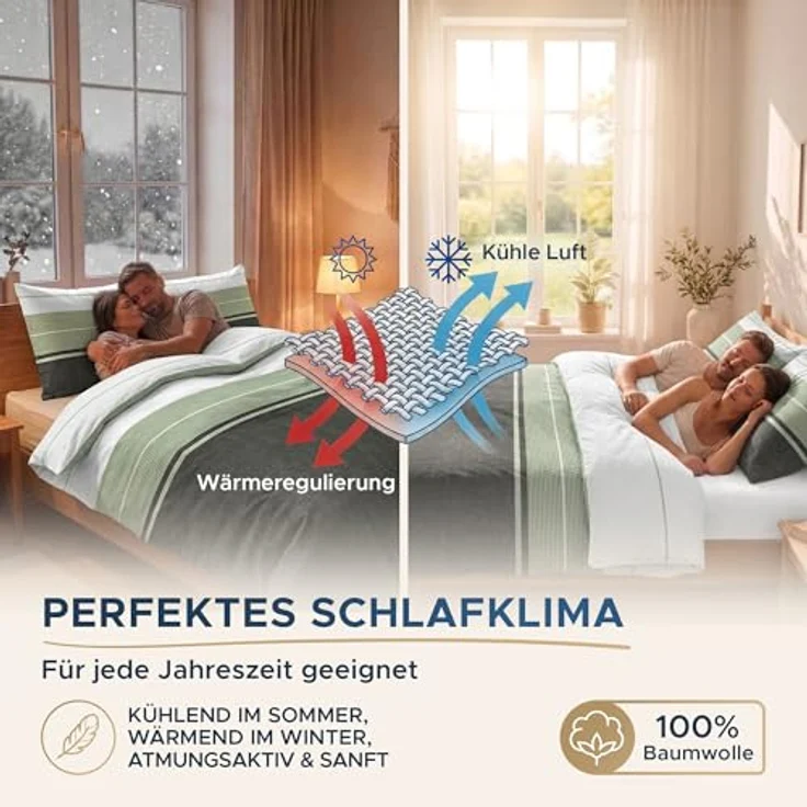 MALIKA Bettwäsche Set 155x220cm, Renforcé Baumwolle, rot, Oeko-TEX, mit Reißverschluss, für Allergiker geeignet – Bild 5