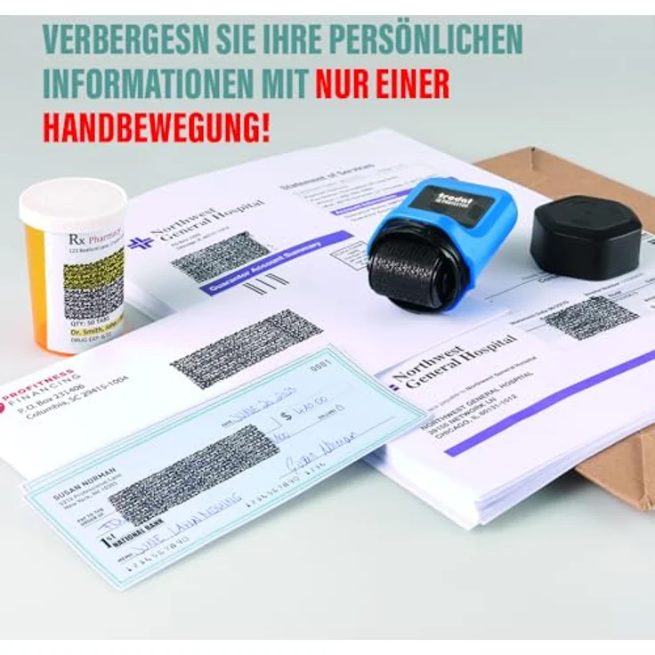 trodat Datenschutz-Rollstempel ID Protector, selbstfärbend schwarz, dokumentenechte Tinte, 2,5 cm Abdruckhöhe, langlebig – Bild 2