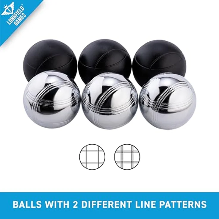 6 Boule Bälle pulverbeschichtet (3 Stück schwarz/3 Stück silber) in Holzkiste - Preisvergleich – Bild 6