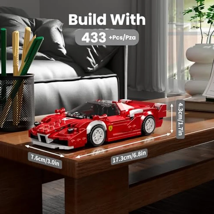 Mould King 27080 Technik Speed Champion Supersportwagen, Klemmbausteine Set mit 433 Teilen und Acryl Vitrine, Drift Auto für Erwachsene – Bild 2
