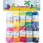 Gründl Amigurumi-Set I Buntstiftfarben (Miniknäuel aus 100 % Baumwolle, ideal zum Häkeln, 10 verschiedenen Farben, 10 g/23 m, Nadelstärke: 3,0 - 4,0 mm, 10 Knäuel á 10 g)