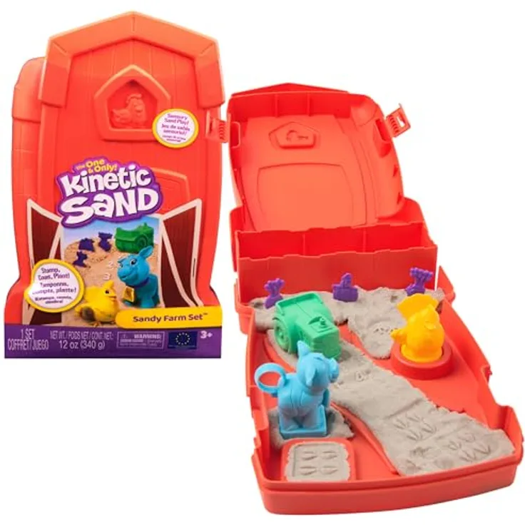 Spin Master Kinetic Sand - Sandy Farm Set, kreativer Bastelsand für spielerische Feinmotorik und handwerkliche Fähigkeiten