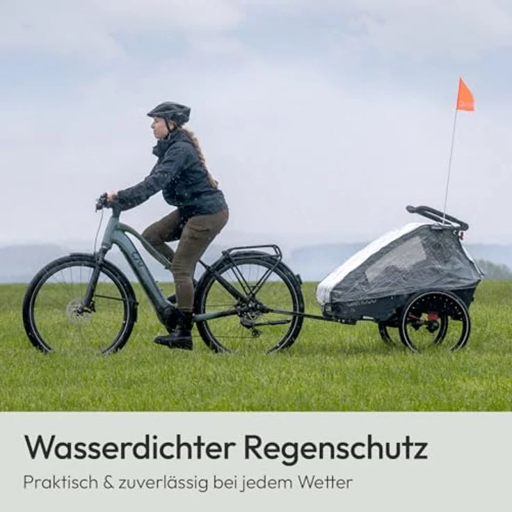 Qeridoo Kinderwagen-Regenschutzhülle Kidgoo 1, Regenschutz Regenverdeck für Qeridoo Fahrradanhänger Kidgoo 1, transparente Folie mit Belüftungslöchern, Polyethylen, passend für Qeridoo Kidgoo 1 – Bild 3