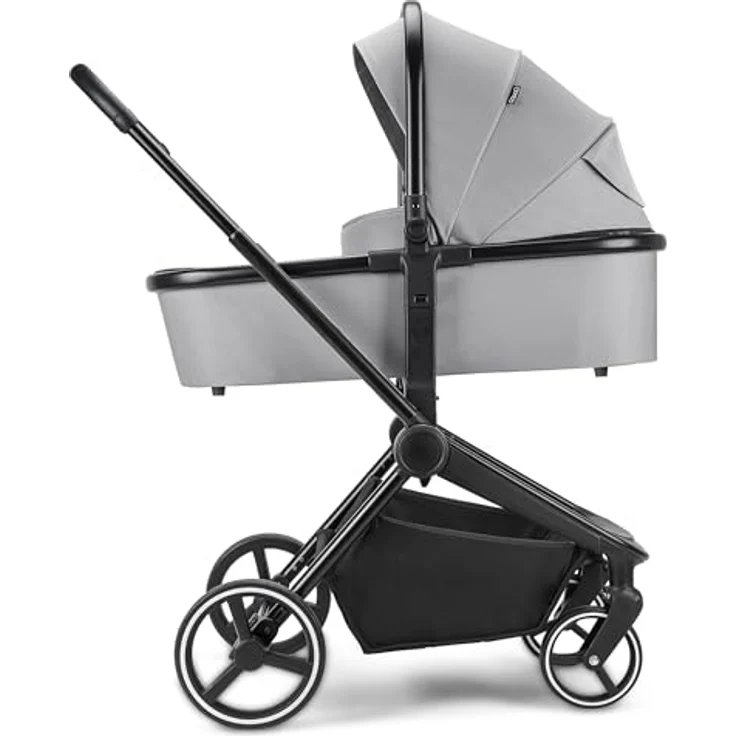 Booboo Kinderwagen Jazzi 2 in 1 Kombi-Kinderwagen inkl. Babywanne mit Matratze, Sportwagen, Sportsitz mit Liegefunktion, Zusammenklappbar - Grey – Bild 5