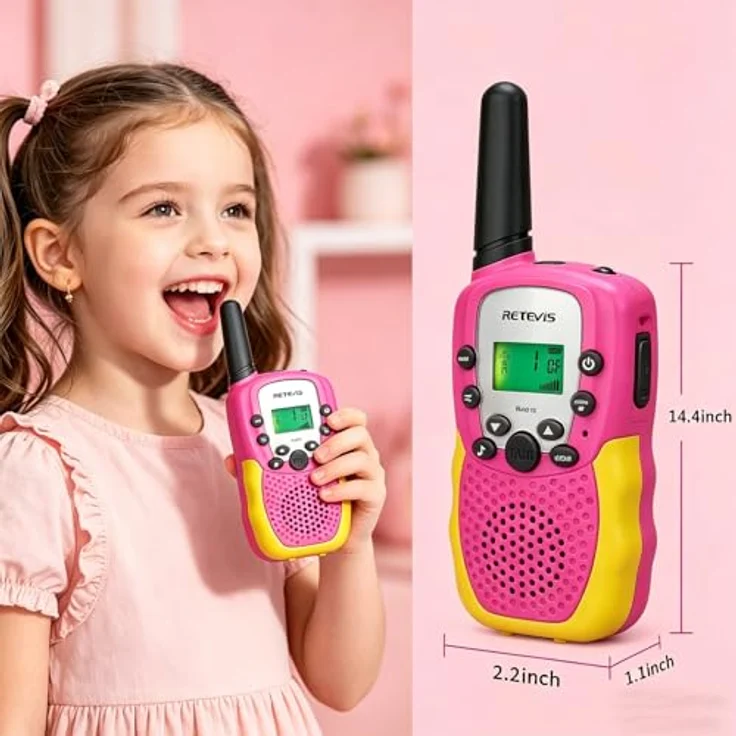 Retevis RA618 Walkie Talkie Kinder, 8 Kanäle, VOX-Funktion, bis zu 3 km Reichweite, rosa, 1 Paar – Bild 5