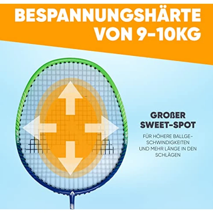 Apollo Badminton Set | Carbon Profi Badmintonschläger | Leichtgewicht Badminton Schläger | Federballschläger Set für Training, Sport und Unterhaltung mit Schlägertasche | Federball Set Kinder – Bild 3