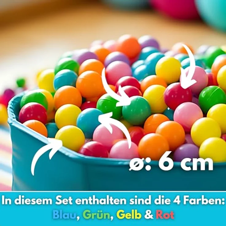 ecosa Bällebad Bälle, ø: 6 cm, 100 Stück, 5 Metallic Farben, schadstofffrei, für Innen- und Außenbereich – Bild 2