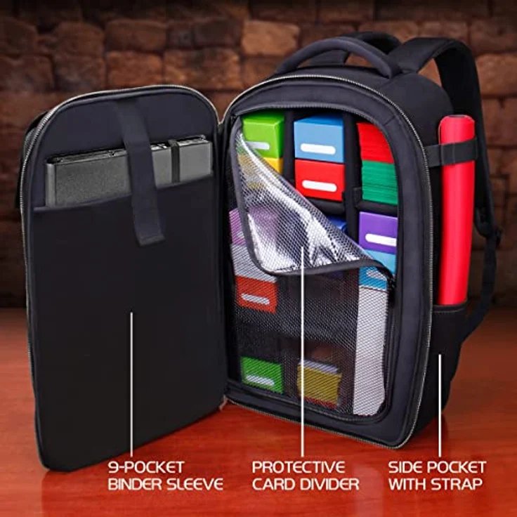 ENHANCE MTG-Rucksack - Sammleredition TCG-Rucksack für Deckboxen, gesleevte Karten, Spielmatten, MTG-Zubehör - Card Defender Screen, Drachen Schwarz – Bild 2