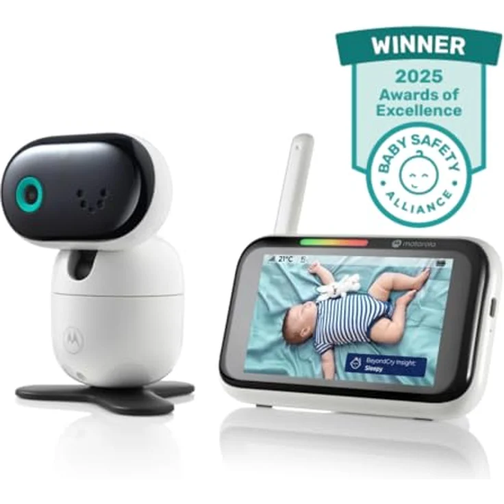 Motorola Nursery PIP1710 Connect, WLAN-Babyphone mit motorisierter HD-Kamera, 12,7 cm (5 Zoll) Touchscreen, Weinerkennung, Nachtsicht und 2-Wege-Kommunikation – Bild 3