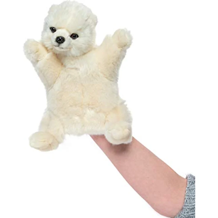 Hansa Creation Handpuppe Eisbär, flauschiges Kuscheltier mit robustem weißen Fell – Bild 8
