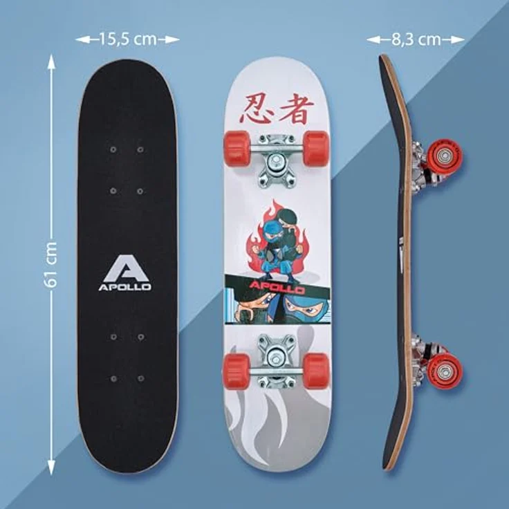 Apollo Kinder Skateboard, | kleines Komplett Board mit ABEC 3 Kugellagern und Aluminium Achsen | Coole Designs für Kinder | Cruiser Boards für Mädchen und Jungs | Kinder Skateboard ab 3 Jahre - Preisvergleich – Bild 5