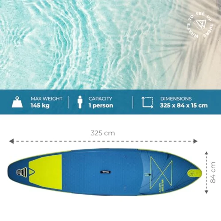 WattSUP Sar 10.8 SUP Board Stand Up Paddle Surf-Board Paddel ISUP 325x84cm, blau – Bild 7