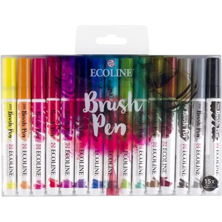 Ecoline Brush Pens 15 Stifte Set, flüssige Wasserfarbe