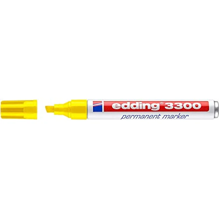 edding 3300 Permanentmarker - gelb - 1 Stift - Keil-Spitze 1-5 mm - schnell trocknender Permanent Marker - wasserfest, wischfest - für Karton, Kunststoff, Holz, Metall - Universalmarker – Bild 2