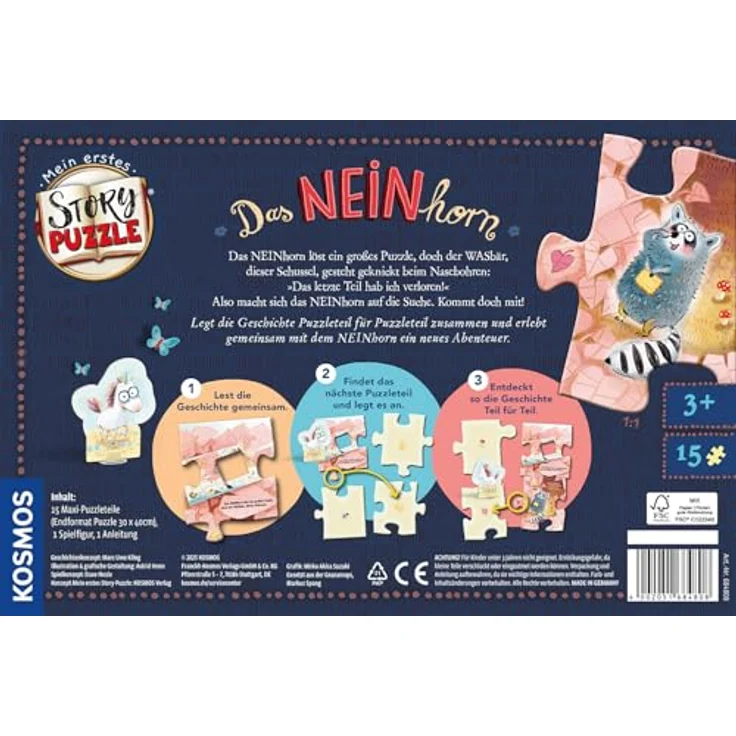 Kosmos 684808 Mein erstes Story-Puzzle NEINhorn, Puzzle mit 15 Teilen für Kinder ab 3 Jahren, inklusive 3D Aufsteller und exklusiver Kurzgeschichte von Marc-Uwe Kling – Bild 2