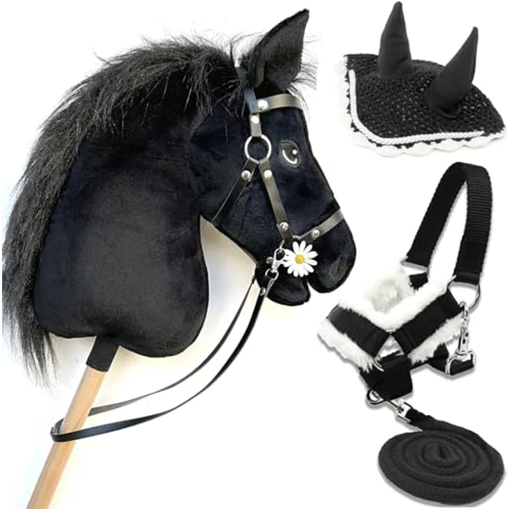 Hobby Horse Land Stormy A3, Steckenpferd mit Trense und Set, schwarz, langlebige Materialien für jahrelangen Spielspaß, sichere Verwendung nach EU-Normen – Bild 1