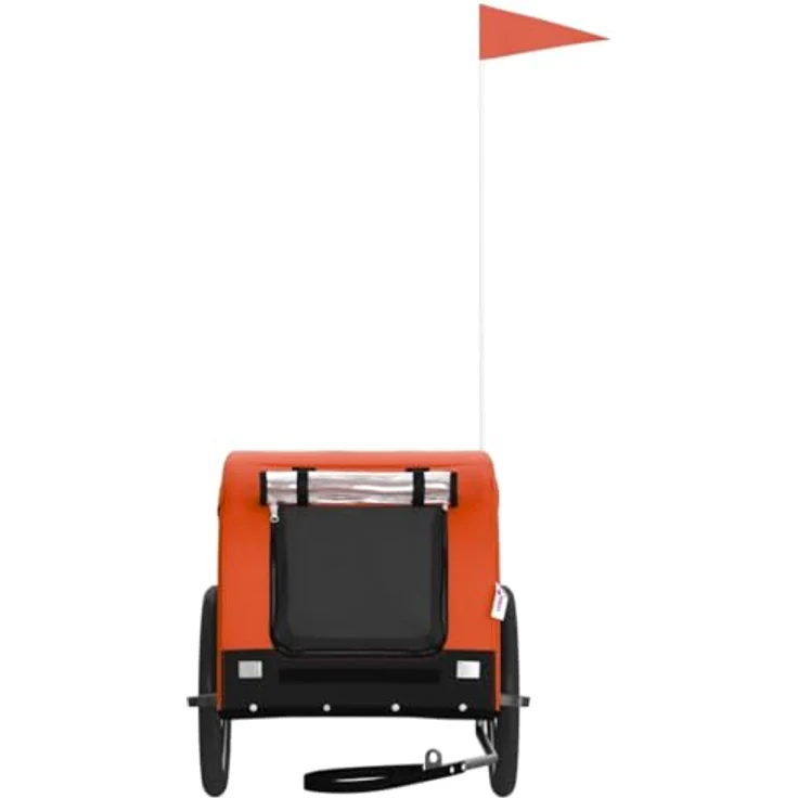 vidaXL Fahrradhundeanhänger Fahrradanhänger Hunde Orange und Schwarz Oxford-Gewebe & Eisen, mit PVC-Fenster und reflektierenden Elementen – Bild 3