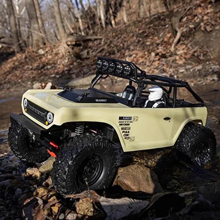 Axial SCX10 II Deadbolt 1:10 4WD RTR Elektro-Brushed Crawler mit robustem C-Profil Chassis, 540er 35T Motor und Spektrum S614 Lenkservo, sand – Bild 3