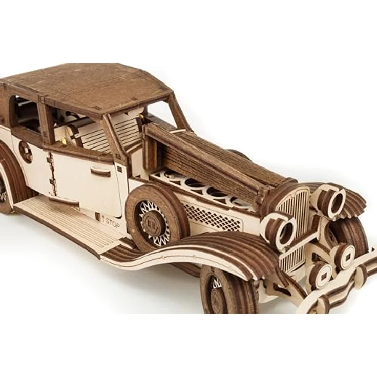 EWA Eco-Wood-Art Ferdinand 3D-Puzzle Auto im 1920er-1940er Jahre Stil, Aufzugsmechanismus, Natuurlijk, Medium – Bild 3