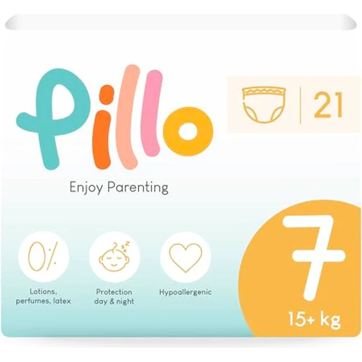 Pillo Premium Pants XXL Size 7, Einweg-Windelhöschen für Kinder, atmungsaktiv, hypoallergen, schnelle Absorption, 21 St. – Bild 1