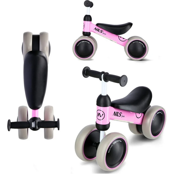 NILS FUN RB002 Laufrad rosa, stabile Konstruktion mit bodenschonenden Schaumstoffrädern, für Kinder bis 20 kg