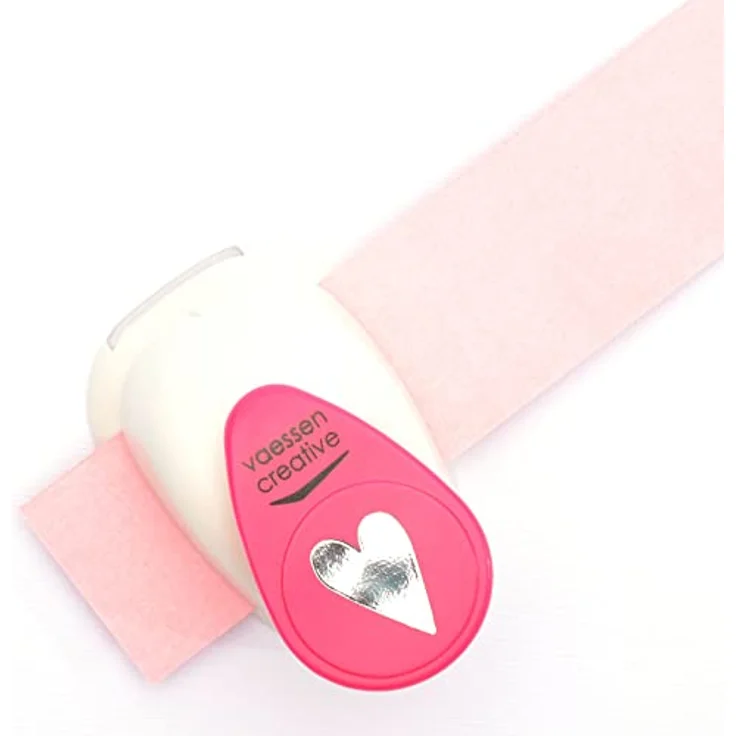 Vaessen Creative Motivstanzer Herz, Papierstanzer für Bastelpapier und Scrapbookpapier, 2.2 x 15 cm, Weiß/Rosa – Bild 5