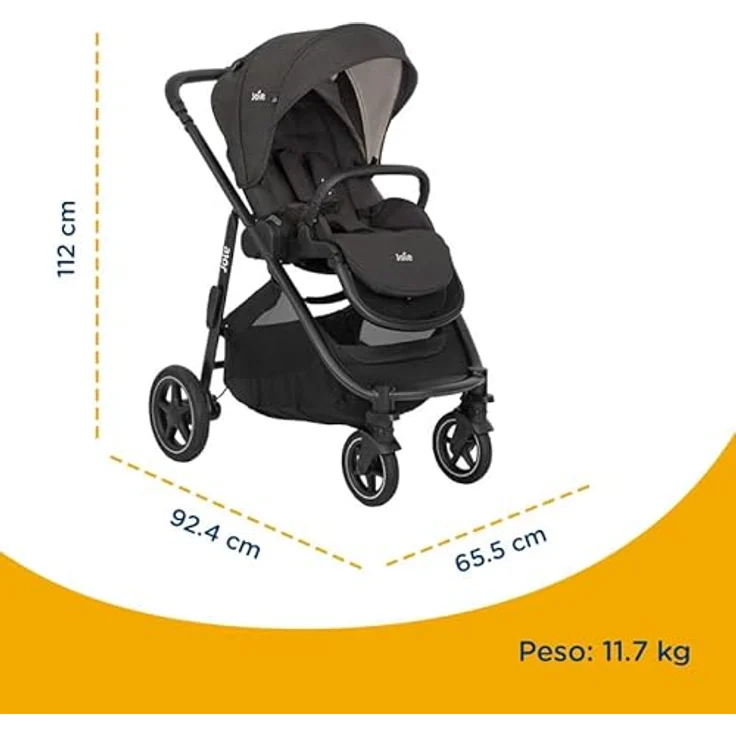 Joie Versatrax 4-in-1 Kinderwagen für Babys, wendbarer Sitz, 5-Punkt-Gurt, Sonnendach UPF50+, Liegekorb – Bild 3