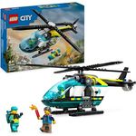 LEGO City Rettungshubschrauber, Helikopter-Spielzeug für Kinder mit Seilwinde, Rotoren und 3 Figuren, Geschenk für 6-jährige Jungs und Mädchen, 60405
