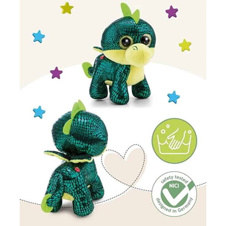 NICI Kuscheltier GLUBSCHIS Drache Parko, 15cm, grüner Plüschdrache mit Glitzeraugen und kleinen Flügeln, ideal zum Kuscheln und Spielen – Bild 3