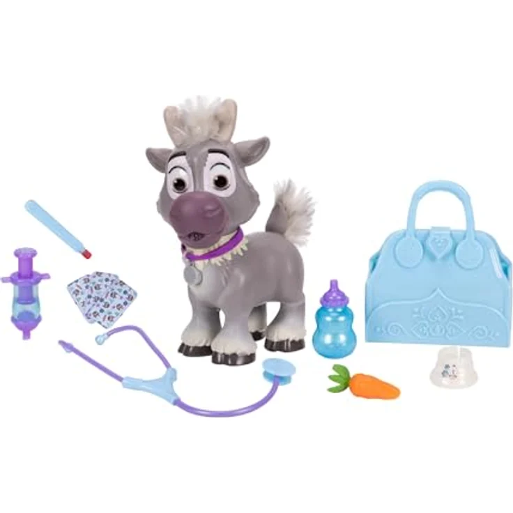 Jakks Pacific Disney Die Eiskönigin Pflegeset Sven, interaktives Tierarzt-Set mit 20+ Reaktionen, 22 cm, inkl. Reisetasche, für Kinder ab 3 Jahren, Batterien enthalten – Bild 4