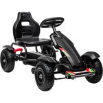 HOMCOM Go-Kart Tretauto, Kinderfahrzeug mit Handbremsen und verstellbarem Sitz, Schwarz, 121 x 58 x 61 cm