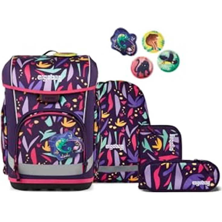 ergobag cubo Light Set, ergonomischer Schulranzen 6-teilig, extra leicht 860 g, mit Klettie-Set und Reflektoren, aus 100% recycelten PET-Flaschen – Bild 1