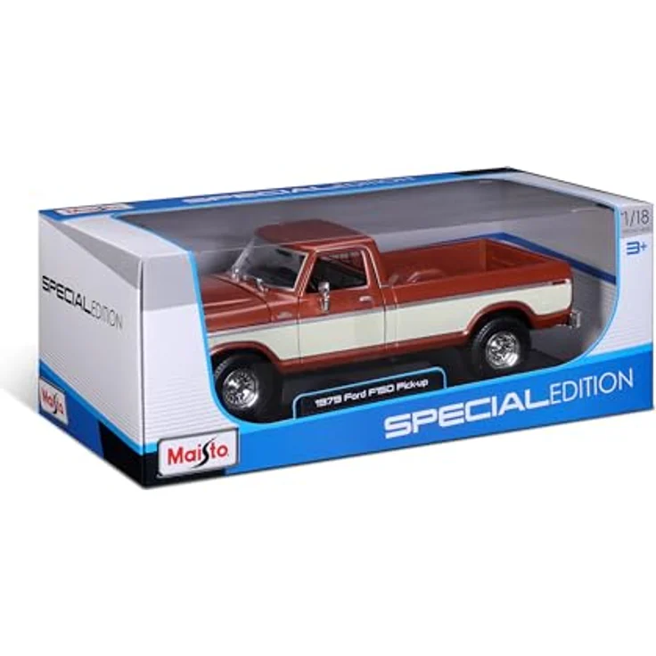 Maisto Ford F150 Pick-Up (1979), Modellauto 1:18 mit beweglichen Türen, Motorhaube und Heckklappe, braun, Sammler-Edition – Bild 8
