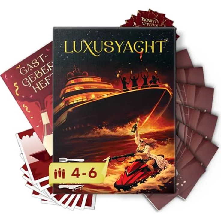 Mord bei Tisch Krimidinner, Der Luxusyacht Fall - Krimi Spiel für 4-6 Personen ab 16 Jahren mit flexiblen Rollen und Einladungslinks