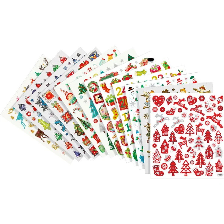 creativ company Sticker Weihnachten, (584-tlg), 12 Blatt, selbstklebend, ideal für Weihnachtskarten und Geschenkanhänger