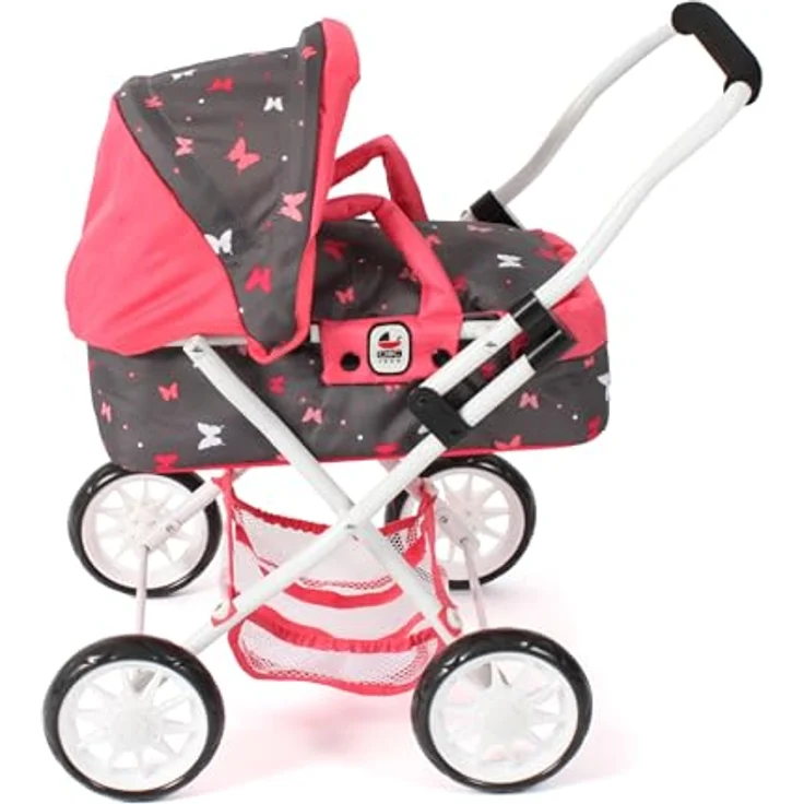 Bayer Chic 2000 - Puppenwagen Smarty, Kleiner Puppenwagen für Kinder ab 2 Jahren, Butterfly Koralle – Bild 2